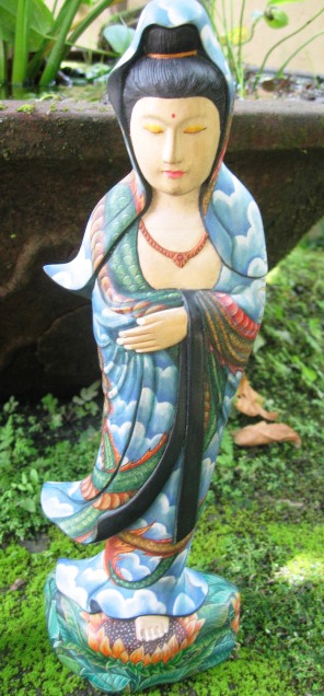 Hand Carved Guan Yin Statue from Bali