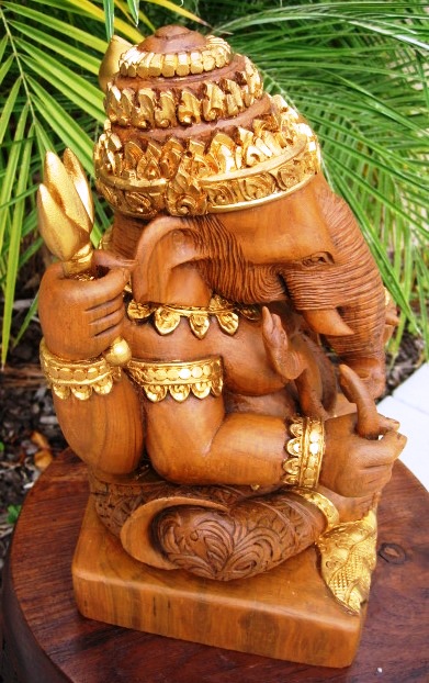 Teak Wood Ganesha Warrior God