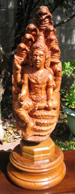 Hand Carved Shiva on Naga Meatless Coconut