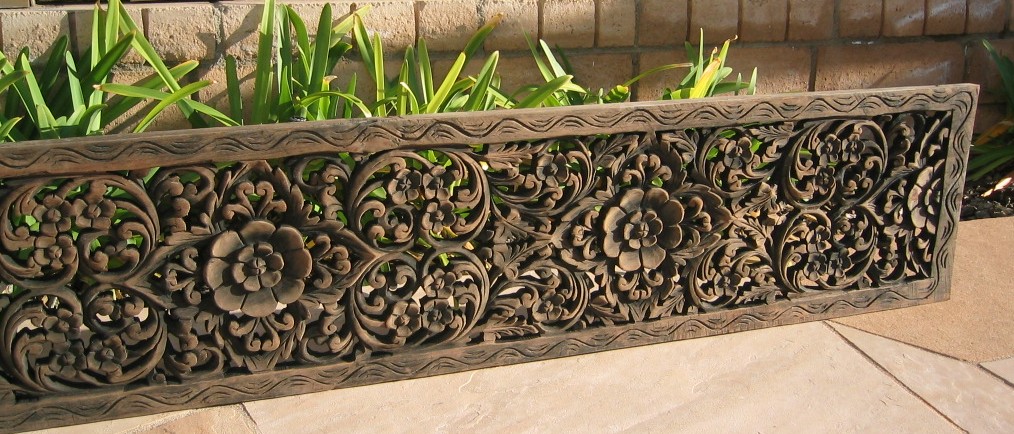 1'x6' Floral Teak Wood Panel