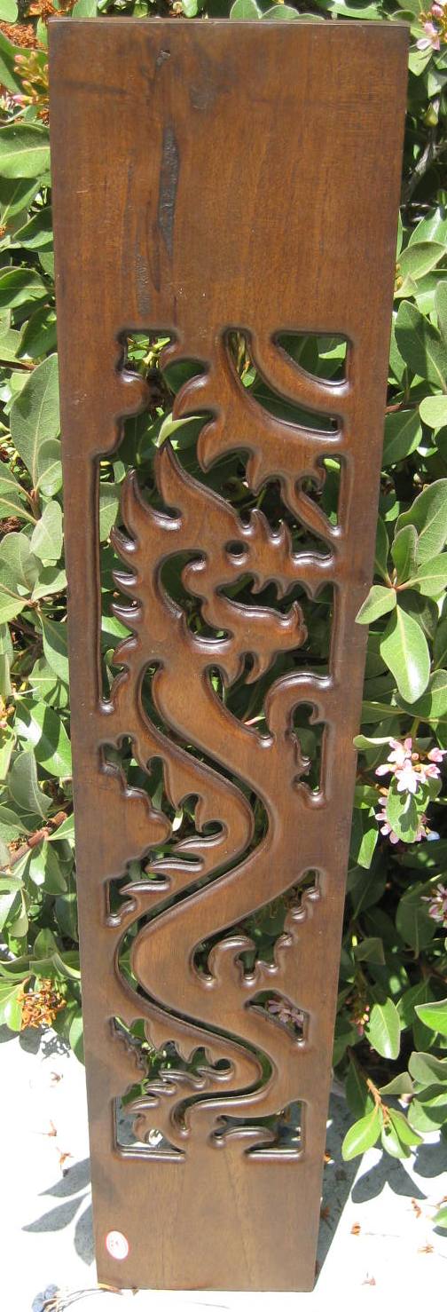 Hand carved Naga Teak Panel