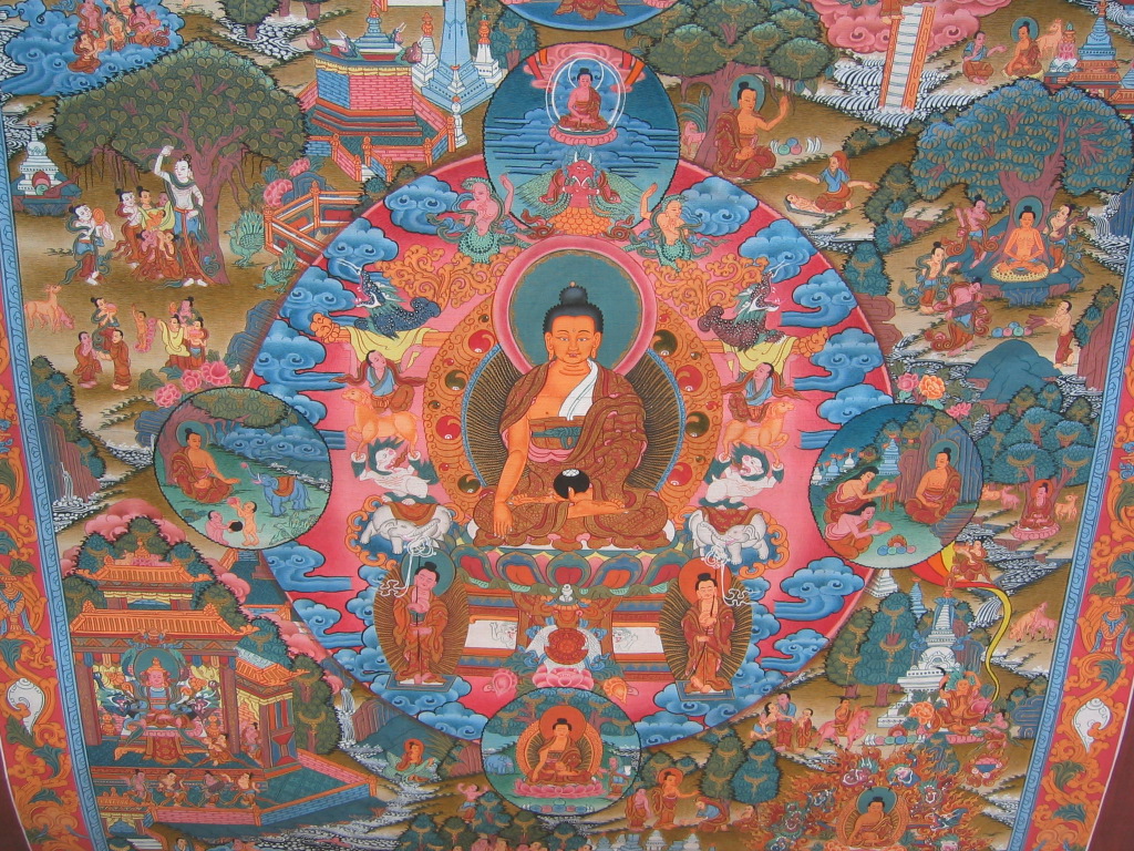 Buddha's Life Tibetan Thangka