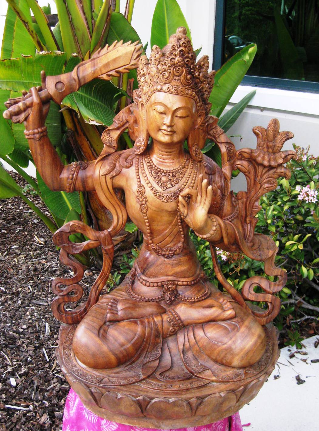 Hand Carved Large Manjushri God of Wisdom