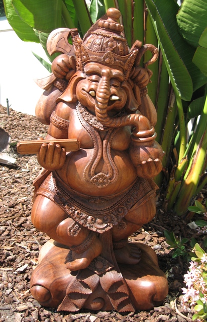 Large hand carved standing Ganesh Bali
