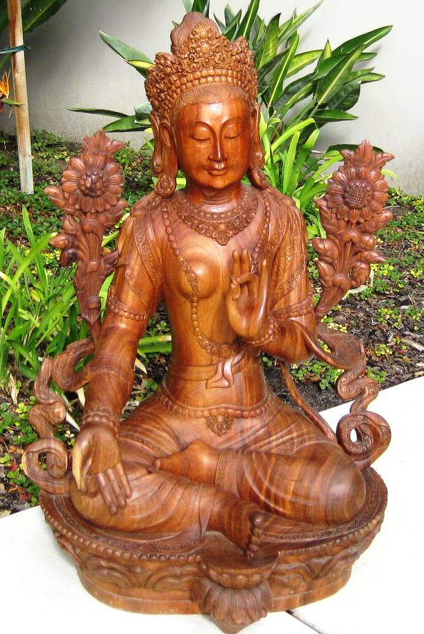 Hand Carved Large Seated Tara