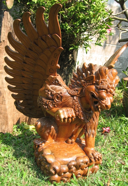 antique hand carved flying lion from bali