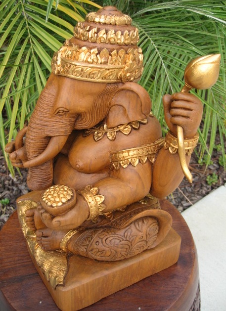 Teak Wood Ganesha Warrior God