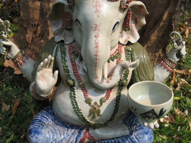 Hand Made Celadon Ceramic Ganesha, Sukothai, Thailand