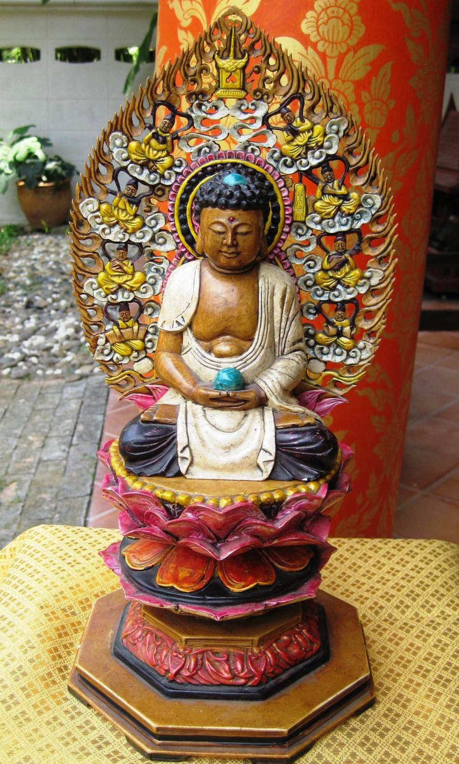 Hand Carved Stone Samadhi Buddha on Bodhi Tree Vietnam