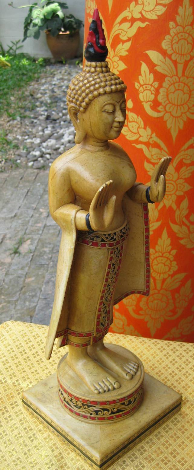 Hand Carved Standing"Monday" Buddha