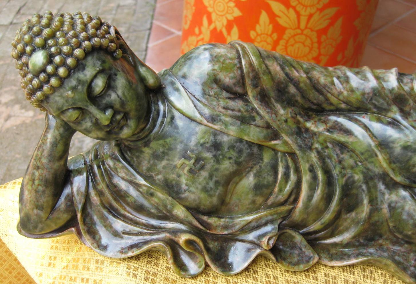 Hand Carved Reclining "Tuesday" Buddha
