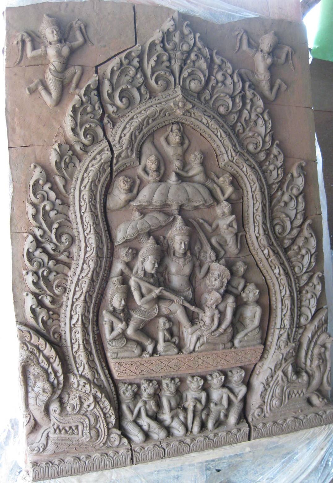 Hand Carved Terra Cotta Panel prior to baking