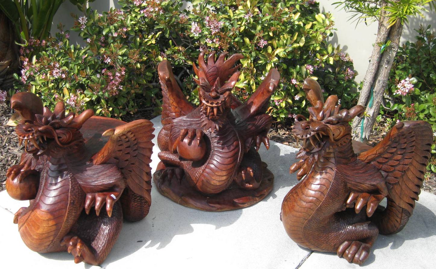 Hand Carved Dragon Table and Chairs from Bali