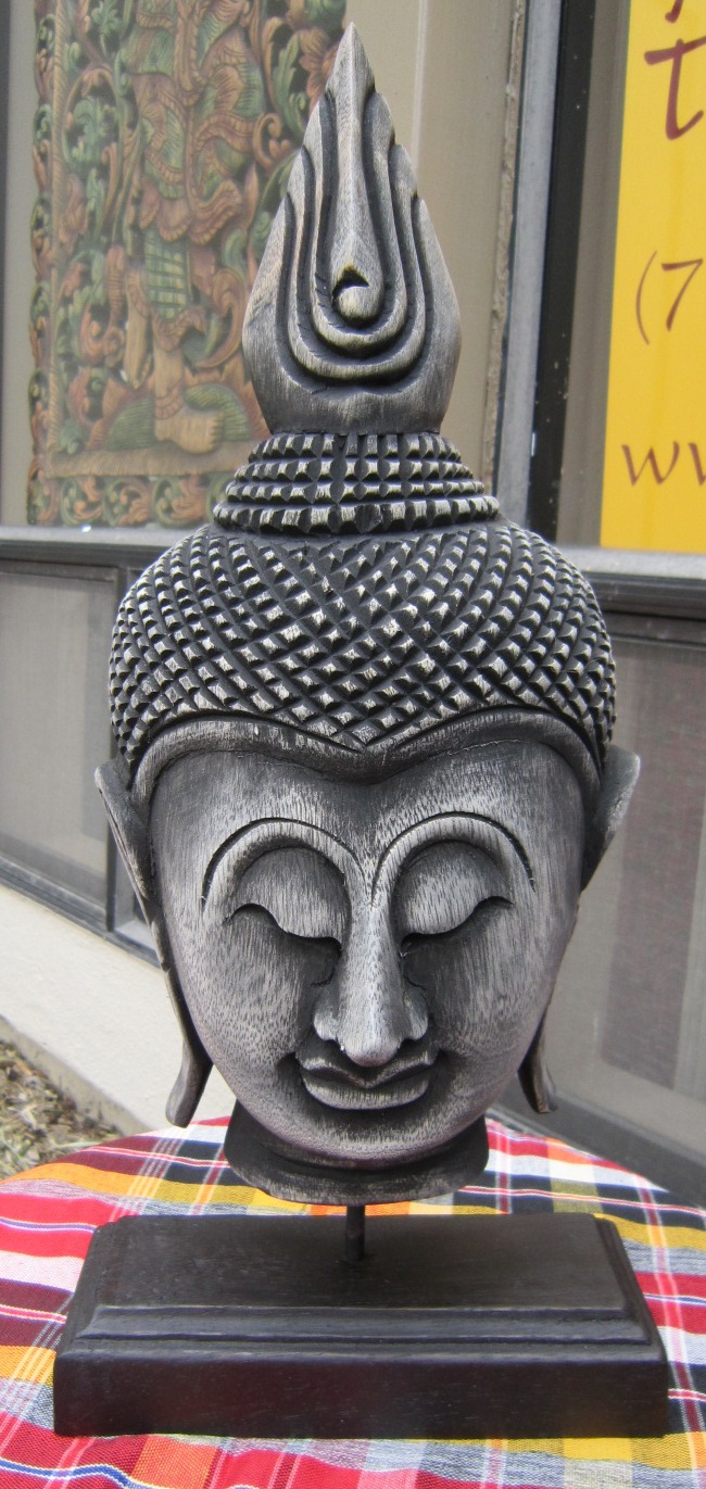 Half Buddha head on stand antique finish
