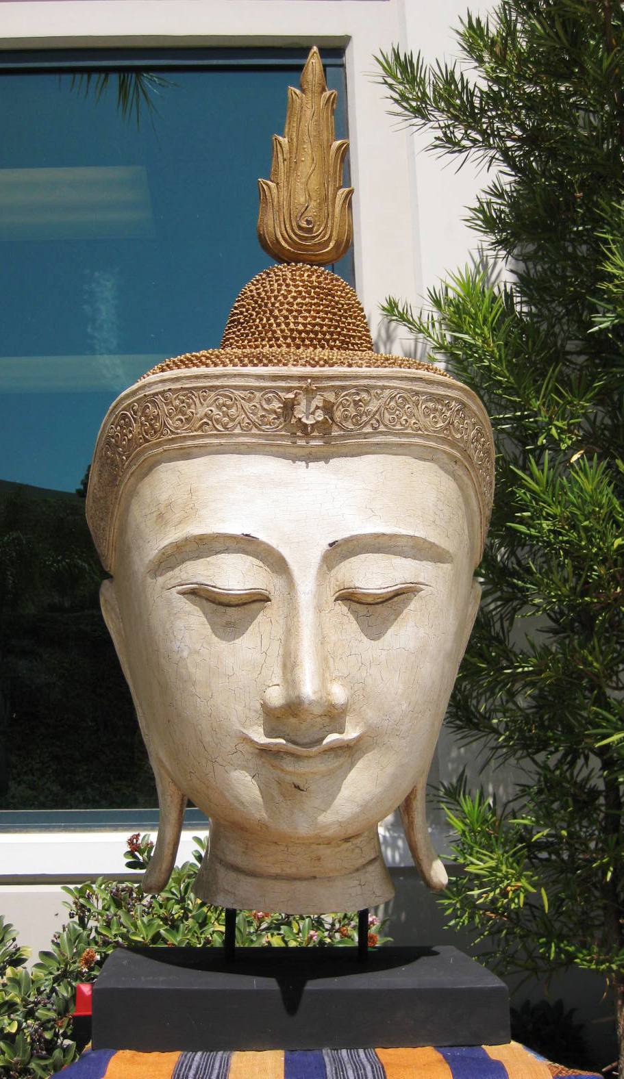 Larger than Life Size Buddha Head Antique Finish