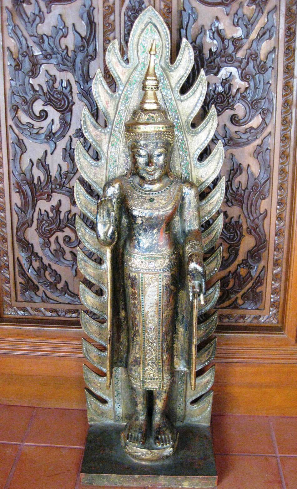 Giving Blessing Standing Buddha in Rustic Antique Finish