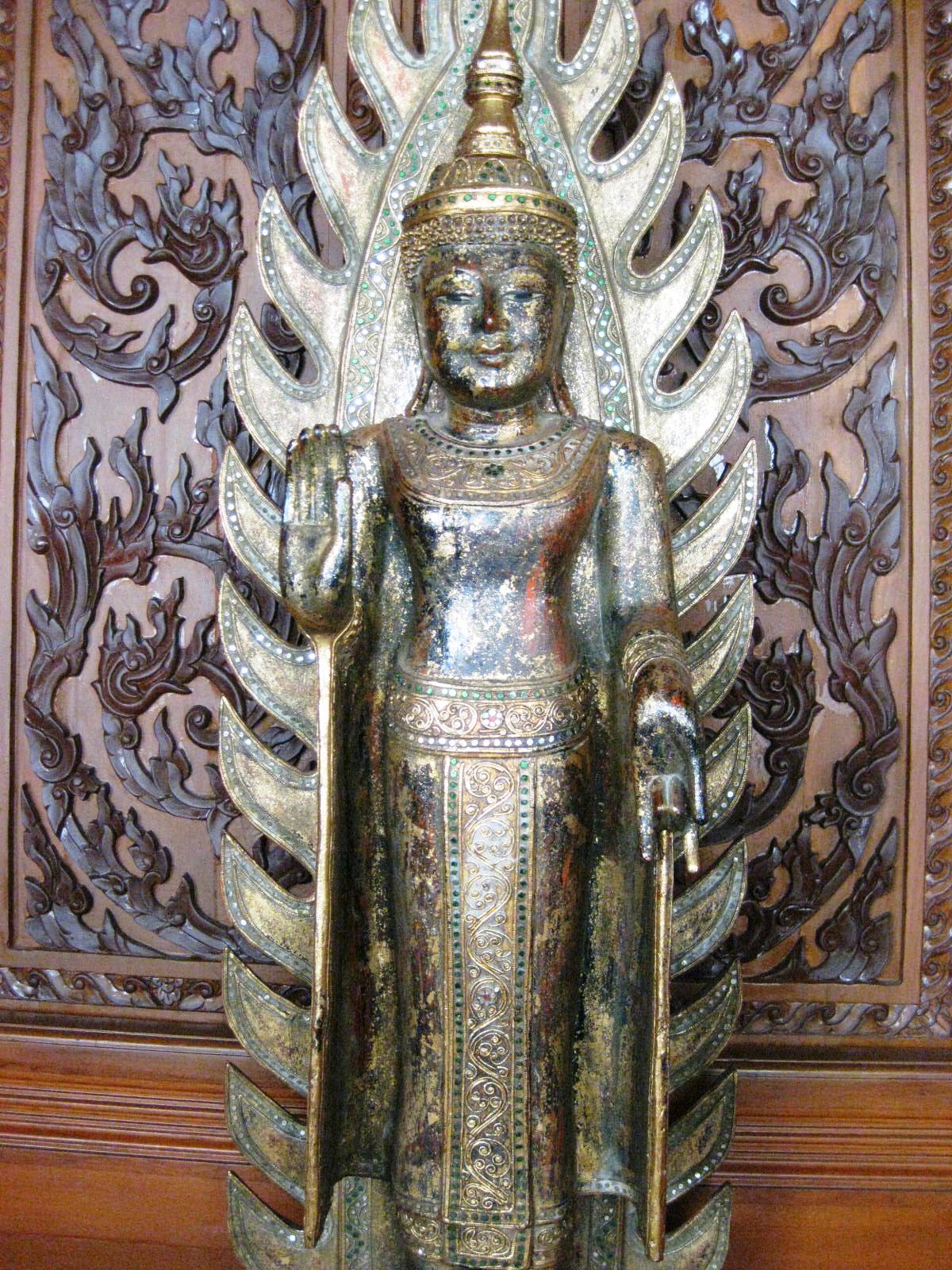 Giving Blessing Standing Buddha in Rustic Antique Finish