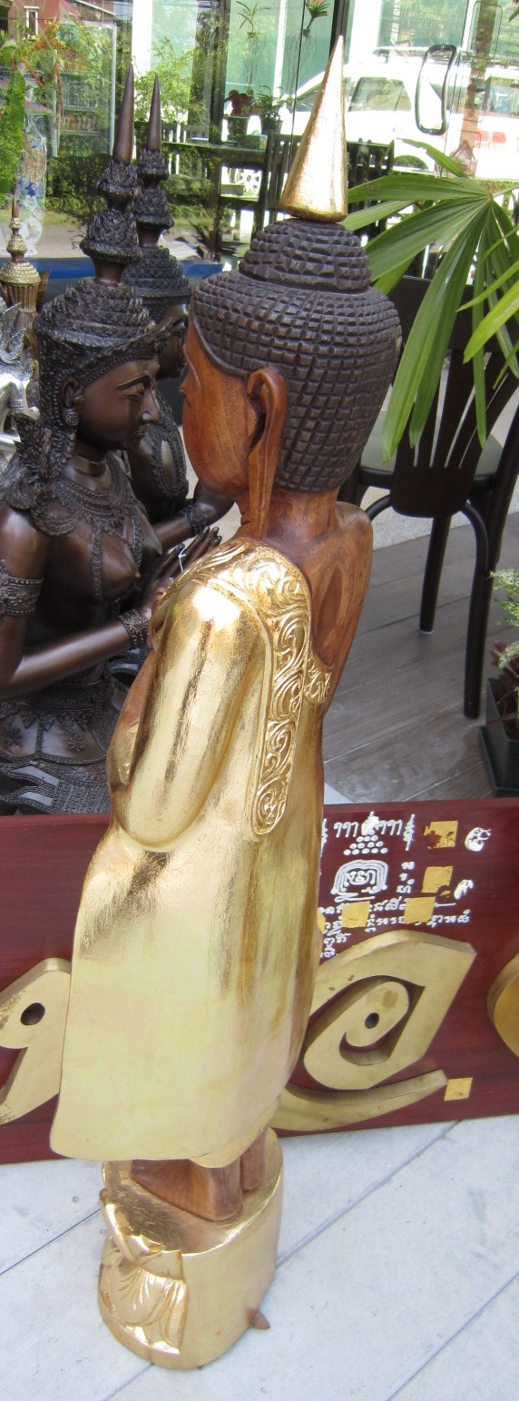 Hand carved standing Sunday Gold Leaf Buddha
