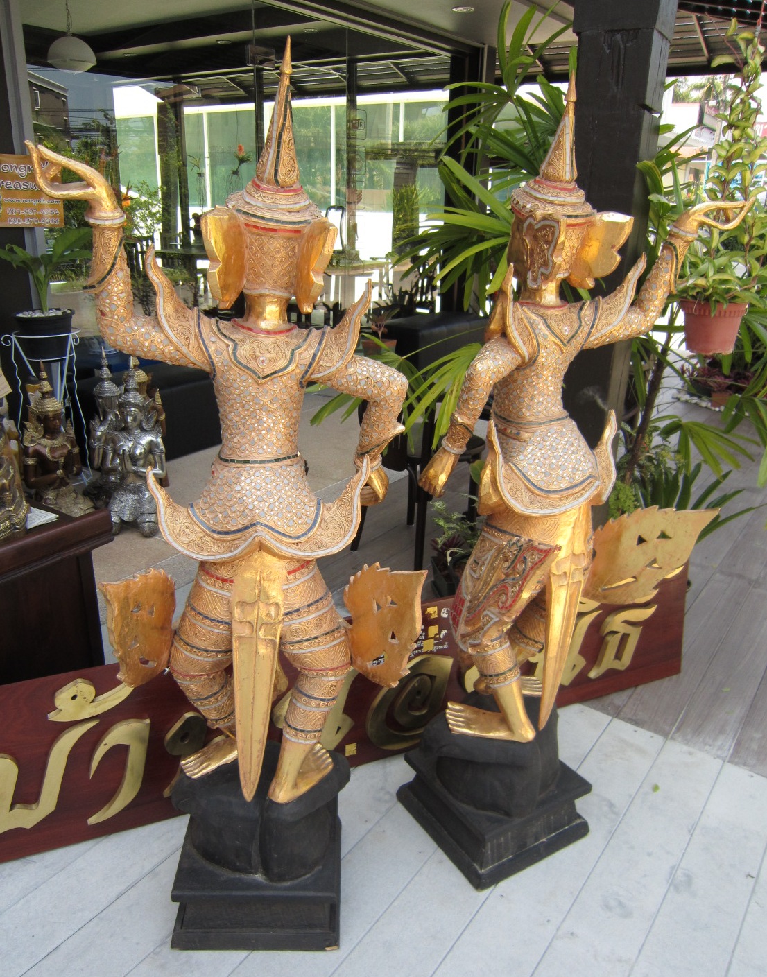 Pair of Hand carved Large Dancing Angels