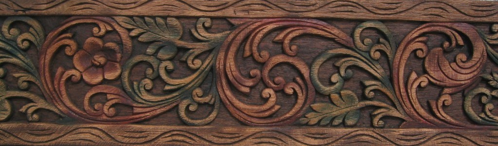 Floral Teak Wood Panel