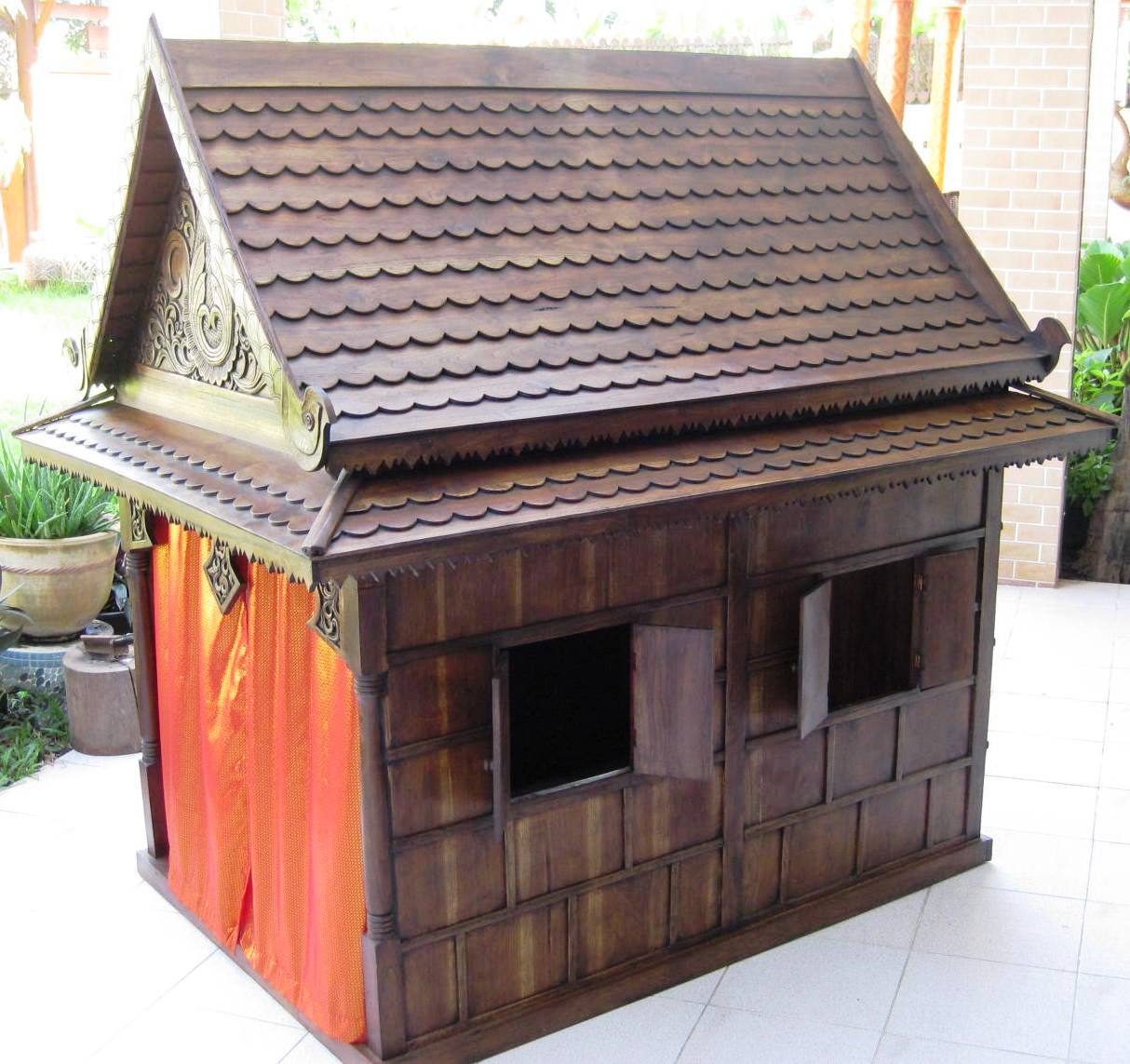 Traditional Thai Teak Dog House, Cat House and Doll House